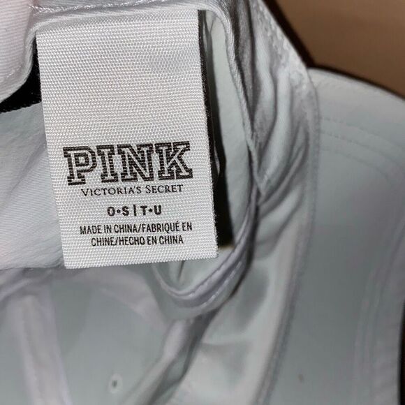 PINK Victoria's Secret Women's White Metallic Dog Baseball Cap Hat Adjustable - Picture 7 of 8